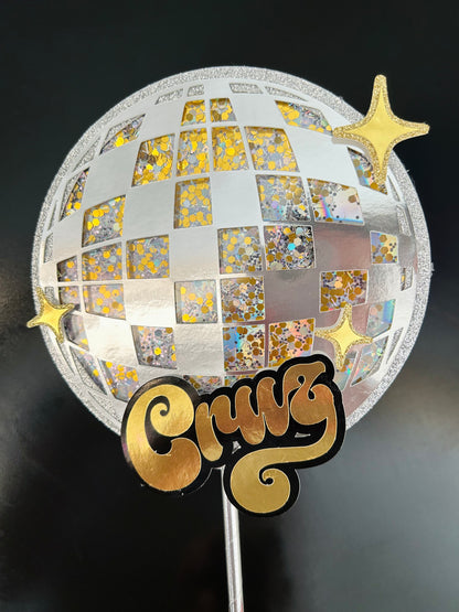 Light Up Disco Ball Shaker Cake Topper - Personalized