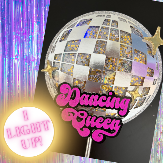 Light Up Disco Ball Shaker Cake Topper - Dancing Queen